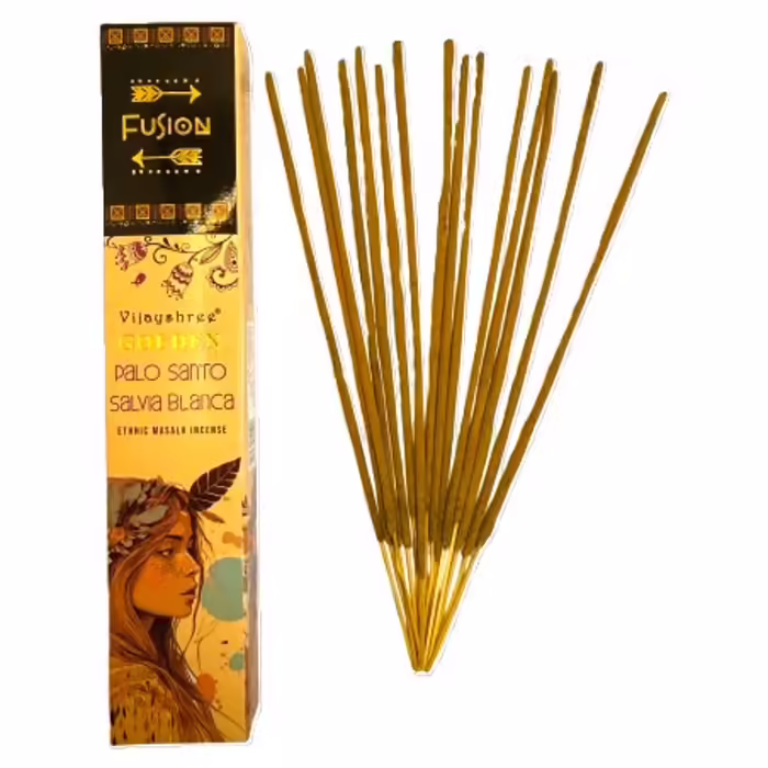 Golden Nag Füstölő - Golden Fusion Palo Santo és fehér zsálya füstölő  Palo santo és fehér zsálya masala füstölő a Vijayshree Golden Fusion soroza