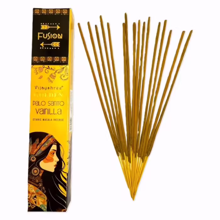 Golden Nag Füstölő - Golden Fusion Palo Santo és vanília füstölő  Palo santo és vanília masala füstölő a Vijayshree Golden Fusion sorozatából