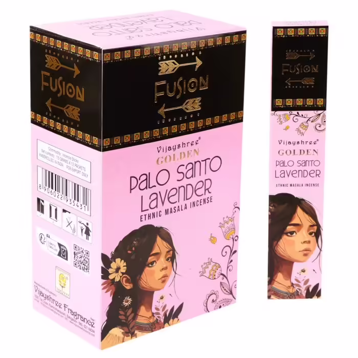 Golden Nag Füstölő - Golden Fusion Palo Santo és levendula füstölő  Palo santo és levendula masala füstölő a Vijayshree Golden Fusion sorozatáb
