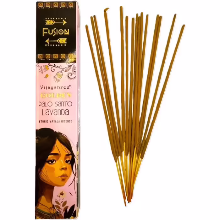 Golden Nag Füstölő - Golden Fusion Palo Santo és levendula füstölő  Palo santo és levendula masala füstölő a Vijayshree Golden Fusion sorozatáb